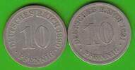 Kaiserreich 10 Pfennig 2 Münzen, 1890 J seltener -