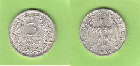 Weimarer Republik 3 Reichsmark Kursmünze, toll erhalten, selten
