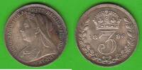 Großbritannien 3 Pence Victoria 1837-1901, toll erhalten -