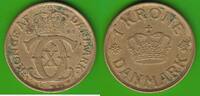 Dänemark 1 Krone Christian X. 1912-1947, besserer Jahrgang -