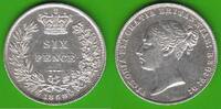 Großbritannien 6 Pence Victoria 1837-1901, sehr hübsch -