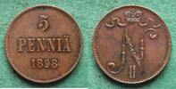 Finnland Nikolaus II. 1894-1917, hübsch 5 Penniä 1898 vz