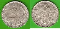 Russland 15 Kopeken Nikolaus II. 1894-1917, sehr hübsch -