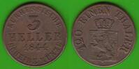 Hessen-Kassel 3 Heller Wilhelm II. und Friedrich Wilhelm 1831-1847, hübsch -
