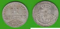 Würzburg Großherzogtum 3 Kreuzer Ferdinand von Österreich 1806-1814, toll erhalten -