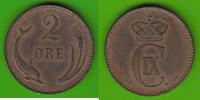 Dänemark 2 Öre Christian IX. 1863-1906, besserer Jahrgang -