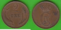Dänemark 2 Öre Christian IX. 1863-1906, hübsch -