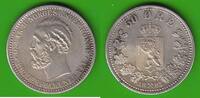 50 Öre 1895 Norwegen Oscar II. 1872-1905, Prachtstück Stempelglanz