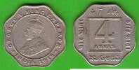 Britisch-Indien 4 Annas George V. 1910-1936, Calcutta, hübsch -