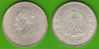 Weimarer Republik 3 Reichsmark Goethe, hübsch -