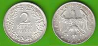 Weimarer Republik 2 Reichsmark sehr hübsch, selten -