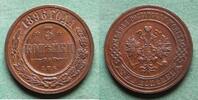 Russland Nikolaus II. 1894-1917, toll erhalten 3 Kopeken 1896 vz-st/vz+