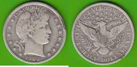 USA Half Dollar 1902 Philadelphia, Barber fast sehr schön