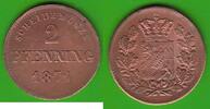 Bayern 2 Pfennig Ludwig II. 1864-1886, der Kini, sehr hübsch -