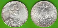 Preußen 3 Mark Wilhelm II. 1888-1918, Regierungsjubiläum, toll erhalten -
