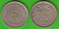 Kaiserreich 5 Pfennig toll erhalten, selten in dieser Erhaltung -