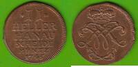 Hanau-Münzenberg 2 Heller Wilhelm VIII. von Hessen-Kassel 1736-1760, in dieser Qualität sehr selten -