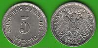 Kaiserreich 5 Pfennig toll erhalten, selten in dieser guten Qualität -