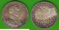 Preußen 3 Mark Wilhelm II. 1888-1918, Regierungsjubiläum, Prachtexemplar -