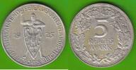 5 Reichsmark 1925 E Weimarer Republik Rheinlandfeier, hübsch vz
