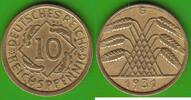 10 Reichspfennig 1931 G Weimarer Republik seltener Jahrgang sehr schön, etwas gereinigt