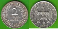 Weimarer Republik 2 Reichsmark 1926 A fast vz, gereinigt, kleine Randfehler