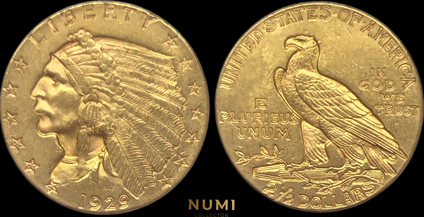 2,5 Dollars USA 2½ DOLLAR INDIAN HEAD GOLD 1929 vz+