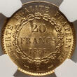 France 20 Francs 1886-A Third Republic, Genius NGC MS65