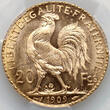 France 20 Francs 1909 Third Republic, Marianne / Coq PCGS MS66