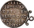DUCHY OF PRUSSIA 3 Gröscher 1535 Albert of Prussia, Königsberg SS