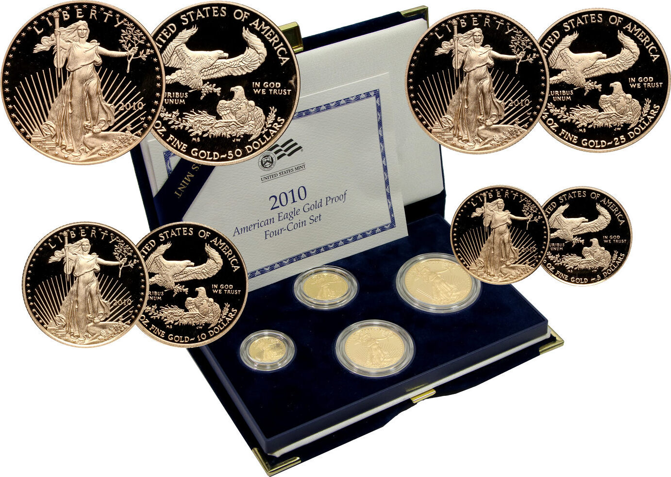USA 5 to 50 Dollars 2010 American Eagle Gold Proof Four-Coin Set PP - American Eagle Gold Proof Four Coin Set