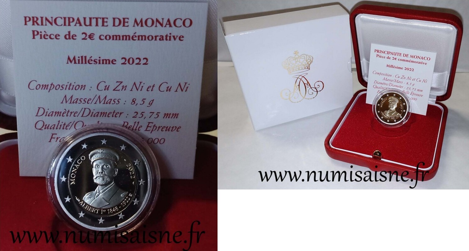 2 € Commémorative 2022 Monaco 2 Euro 2022 100 Todestag Von Fürst