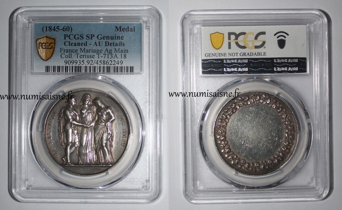 HOCHZEITSMEDAILLE „LA RELIGION LES UNIT“ KOLLEKTION TERISSE PCGS