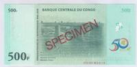 Congo 500 Francs KONGO - PICK 100 s - 500 FRANCS 2010 - SPECIMEN - VZ / VZ-ST -