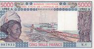 B.C.E.A.O 5.000 Francs WESTAFRIKANISCHE STAATEN - ELFENBEINKÜSTE - PICK 108 A h - 5.000 FRANCS 1982 - A - B C E A O -