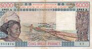 B.C.E.A.O 5.000 Francs WESTAFRIKANISCHE STAATEN - ELFENBEINKÜSTE - PICK 108 A m - 5.000 FRANCS 1985 - A - B C E A O -