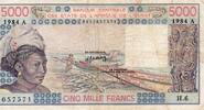 B.C.E.A.O 5.000 Francs WESTAFRIKANISCHE STAATEN - ELFENBEINKÜSTE - PICK 108 A L - 5.000 FRANCS 1984 - A - B C E A O -
