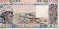 B.C.E.A.O 5.000 Francs WESTAFRIKANISCHE STAATEN - ELFENBEINKÜSTE - PICK 108 A f - 5.000 FRANCS 1988 - A - B C E A O -
