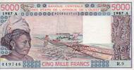 B.C.E.A.O 5.000 Francs WESTAFRIKANISCHE STAATEN - ELFENBEINKÜSTE - PICK 108 A p - 5.000 FRANCS 1987 - A - B C E A O -