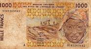 B.C.E.A.O 1 000 Francs WESTAFRIKANISCHE STAATEN - ELFENBEINKÜSTE - PICK 111 A i - 1.000 FRANCS 19(99) - A - B C E A O -
