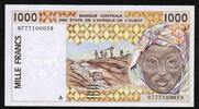 B.C.E.A.O 1 000 Francs WESTAFRIKANISCHE STAATEN - ELFENBEINKÜSTE - PICK 111 A i - 1.000 FRANCS 19(99) - A - B C E A O -
