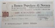 Italie 100 Lire ITALIEN - PICK G 1283 - 100 LIRE 1977 - Banca popolare di Novara -