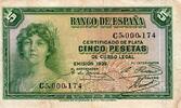 Espagne 5 Pesetas SPANIEN - PICK 85 a - 5 PESETAS - 1935 (1936) -