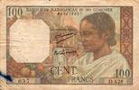 Madagascar 100 Francs BANK VON MADAGASKAR UND KOMOREN – PICK 46 a – 100 FRANKEN – UNDATIERT (1950-51) – TB -