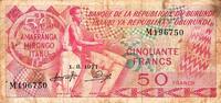 Burundi 50 Francs BURUNDI - PICK 22 b - 50 FRANCS - 01/08/1971 - TRES BEAU -