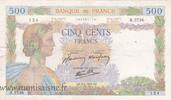France 500 Francs FRANKREICH - F.32/34 - 500 FRANCS LA PAIX - 09/04/1942 - R.5736 -