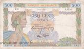France 500 Francs FRANKREICH - F.32/10 - 500 FRANCS LA PAIX - 05/12/1940 - Z.1550 -