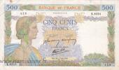 France 500 Francs FRANKREICH - F.32/37 - 500 FRANCS LA PAIX - 16/07/1942 - X.6324 -