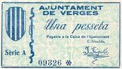 1 Peseta  Espagne SPANIEN - GEMEINDERAT VON VERGES – 1 PESETA – SERIE A 
