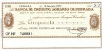Italie 50 Lire ITALIEN - FERRARA - KREDITBANK - 50 LIRE - 1977 -